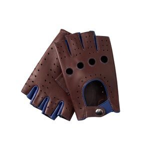 Stylish Fingerless Leather Gloves Men Driving Brown